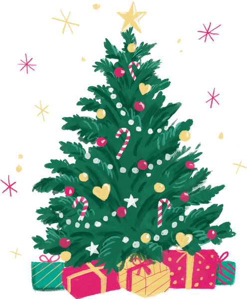 Painterly Patterned Christmas Tree